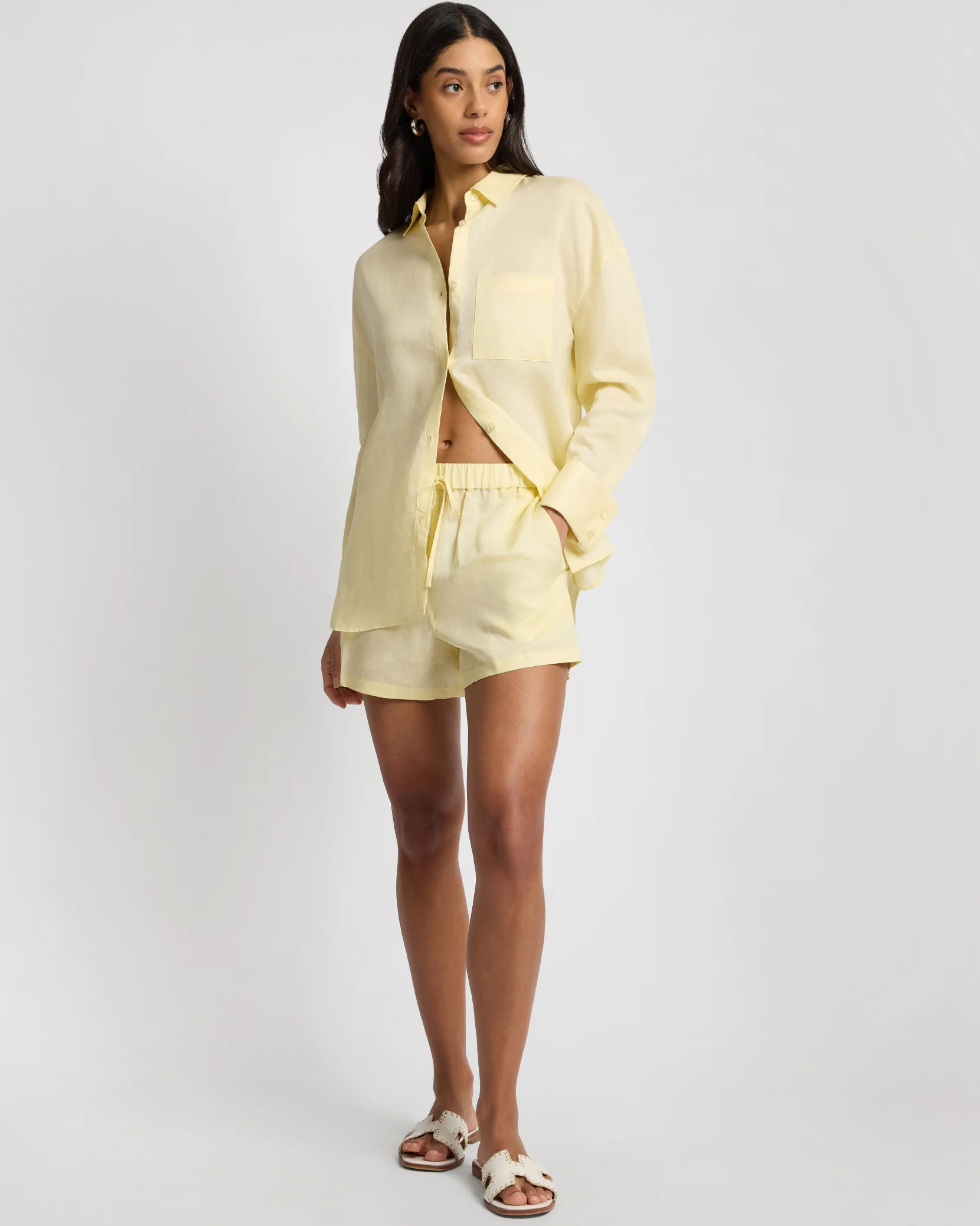 Air Linen Elastic Drawstring Short - Image 3