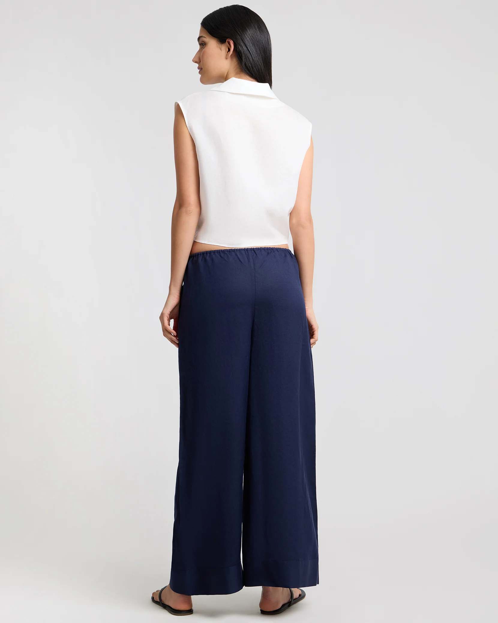 Air Linen Wide Leg Drawstring Pant - Image 5