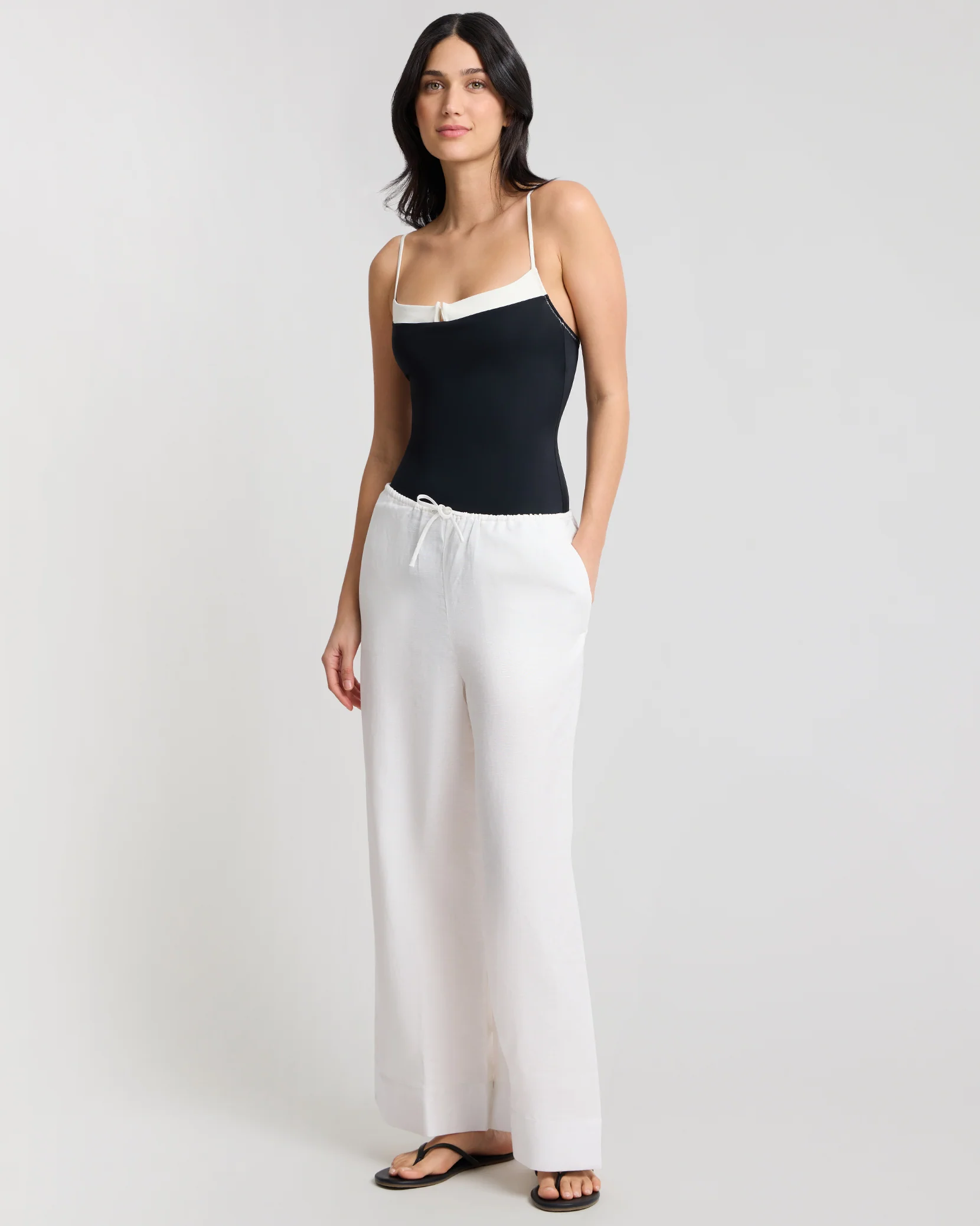 Air Linen Wide Leg Drawstring Pant - Image 3