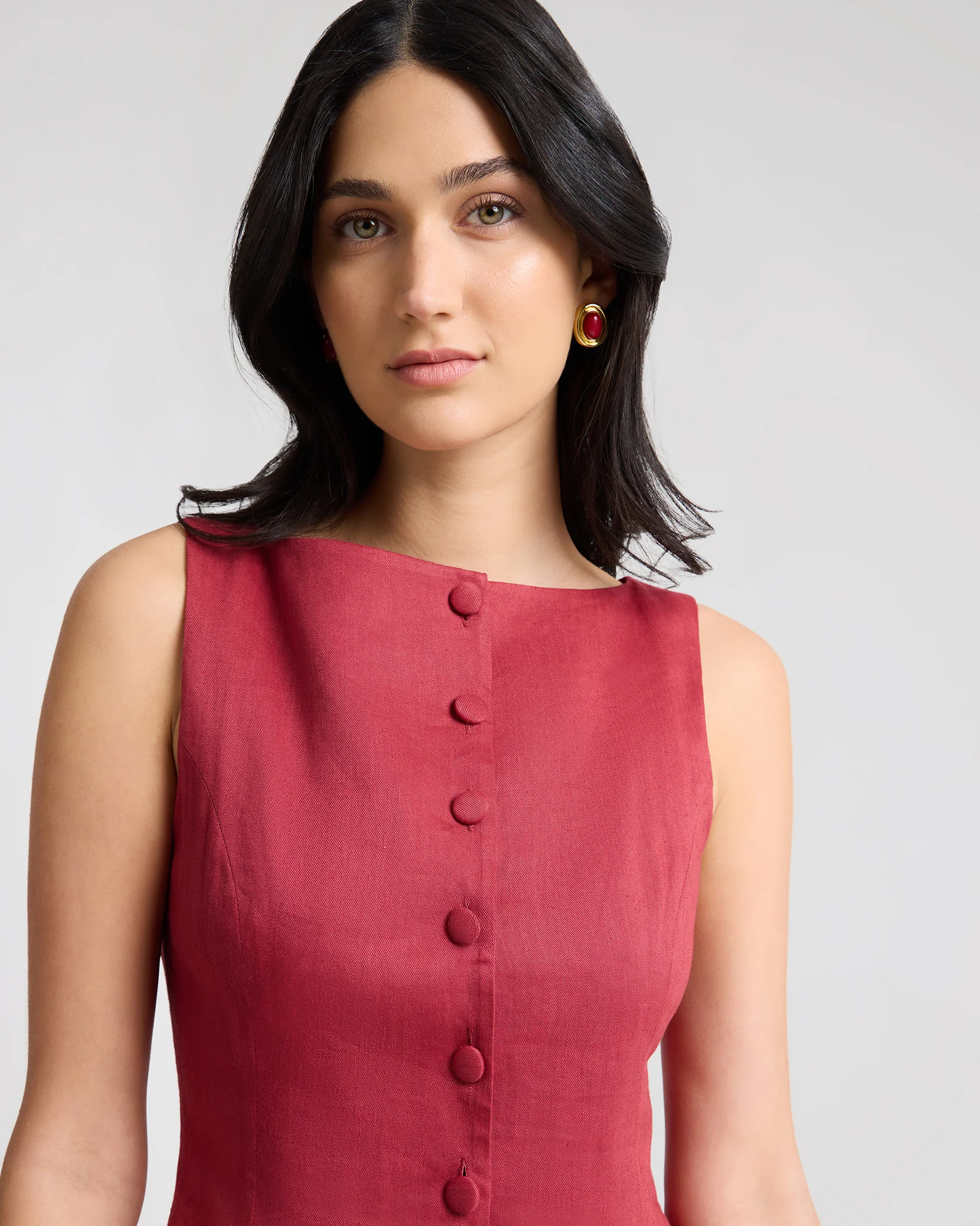 Boatneck Button Front Dress - Image 4