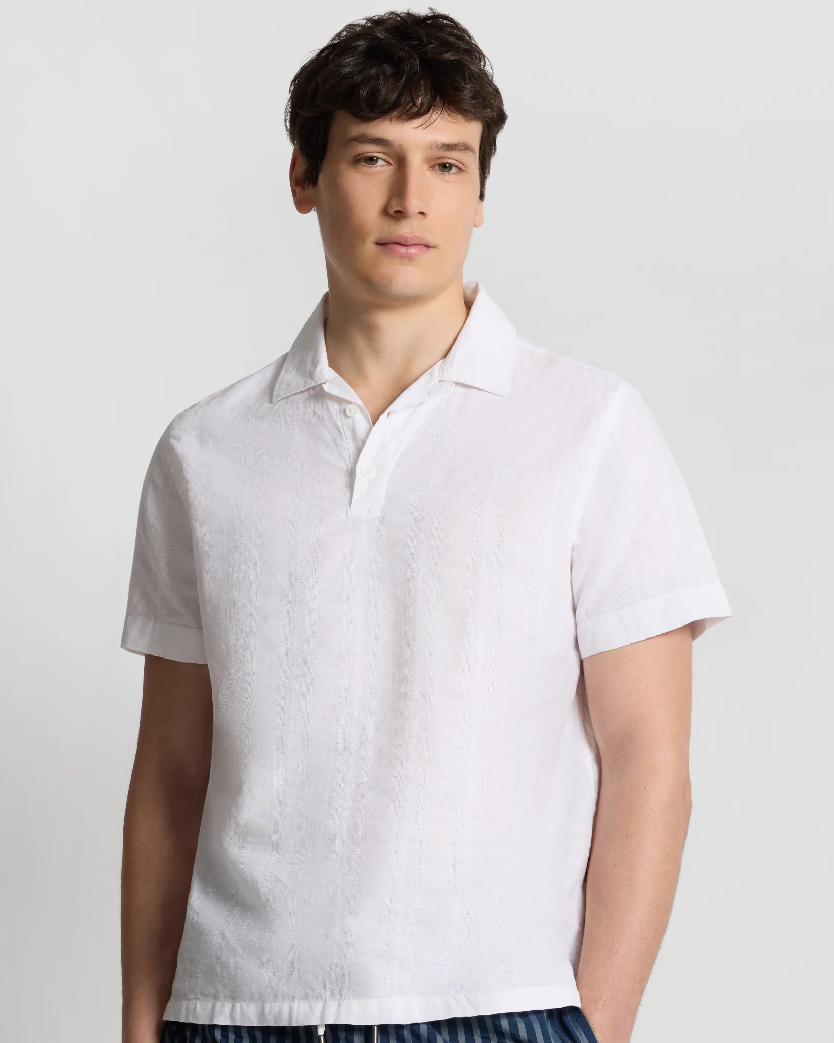 Cotton Linen Pop-Over Polo - Image 2