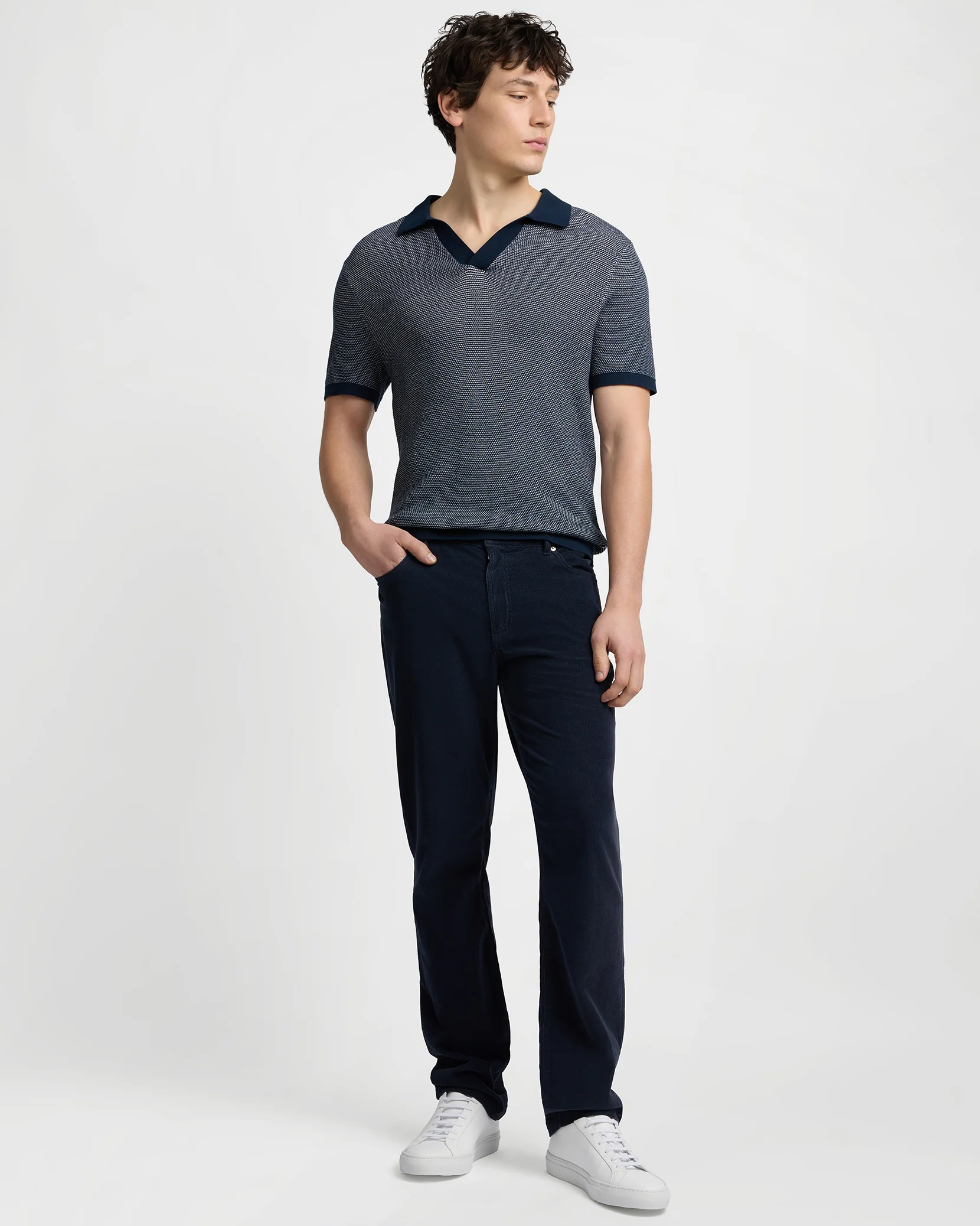 Cotton Textured Johnny Collar Polo - Image 3