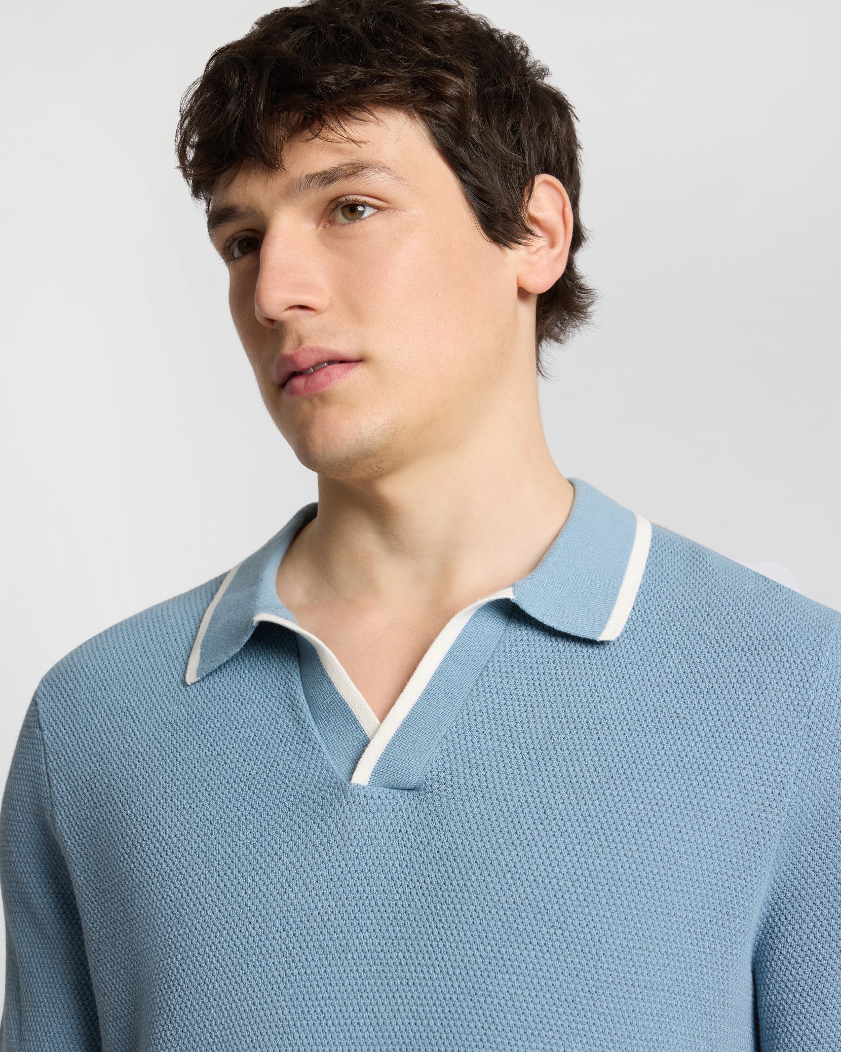 Cotton Textured Johnny Collar Polo - Image 4
