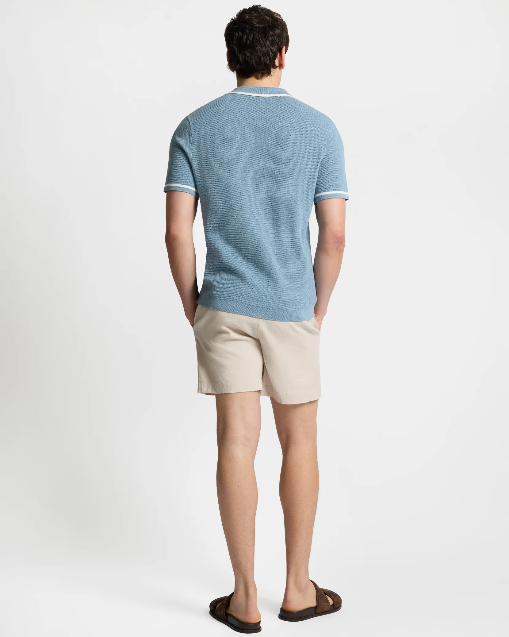 Cotton Textured Johnny Collar Polo - Image 5