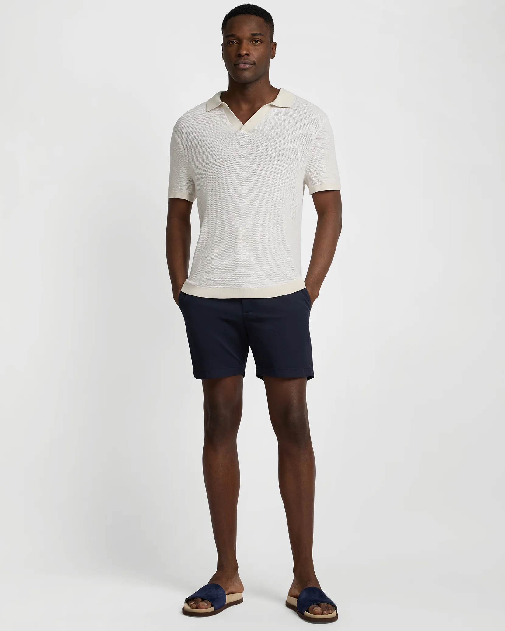 Cotton Textured Johnny Collar Polo - Image 3