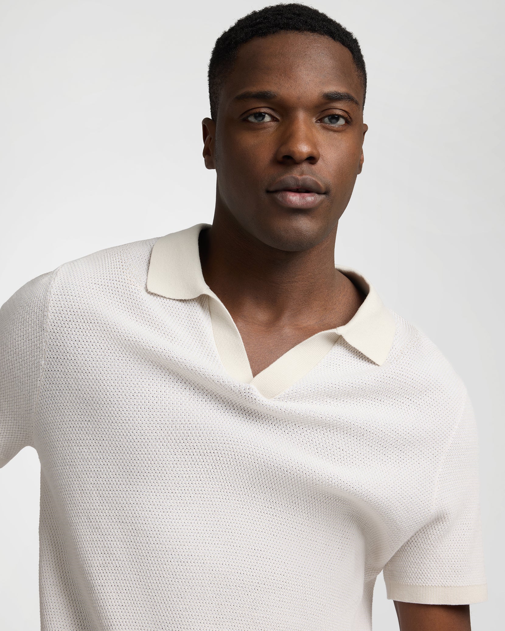 Cotton Textured Johnny Collar Polo - Image 4