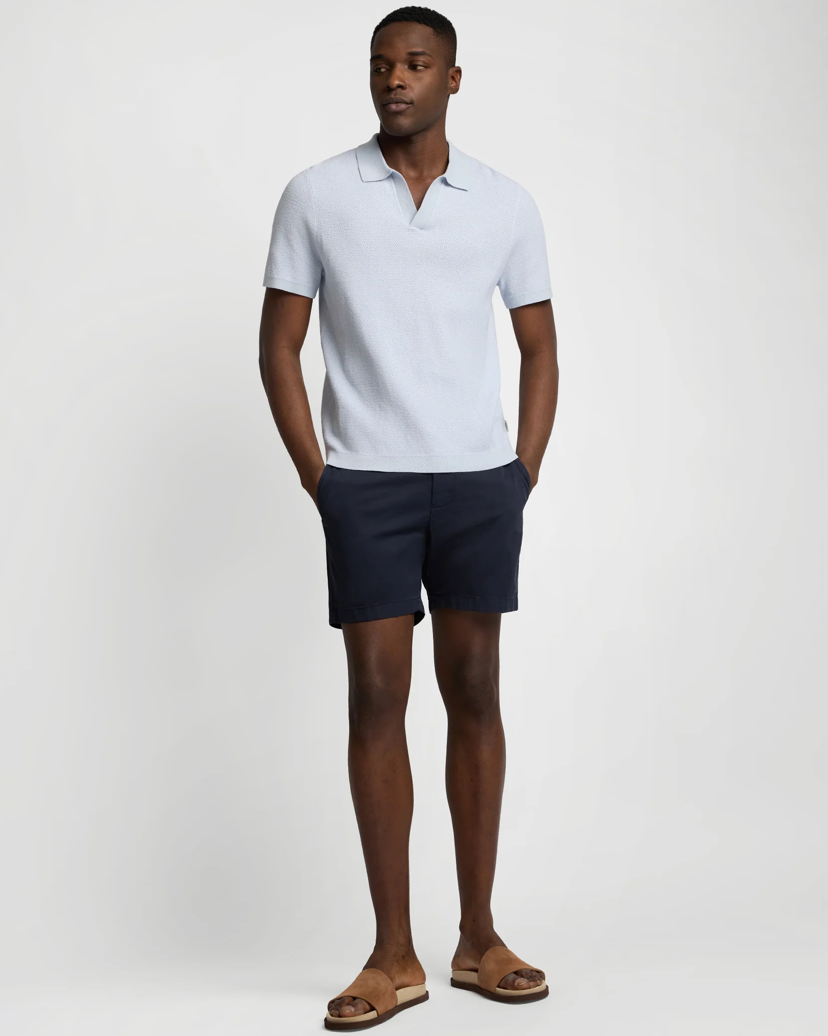 Cotton Textured Johnny Collar Polo - Image 3