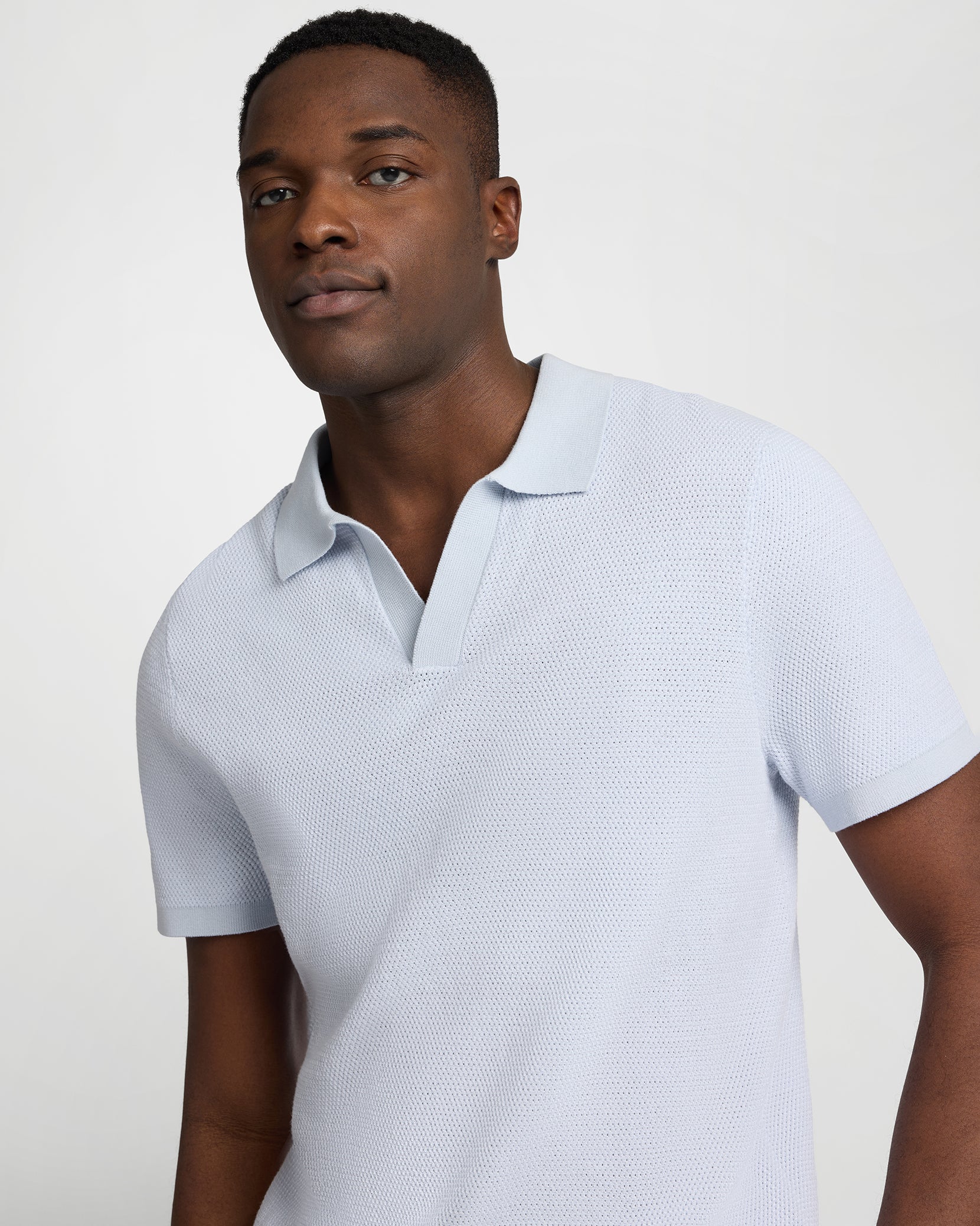 Cotton Textured Johnny Collar Polo - Image 4
