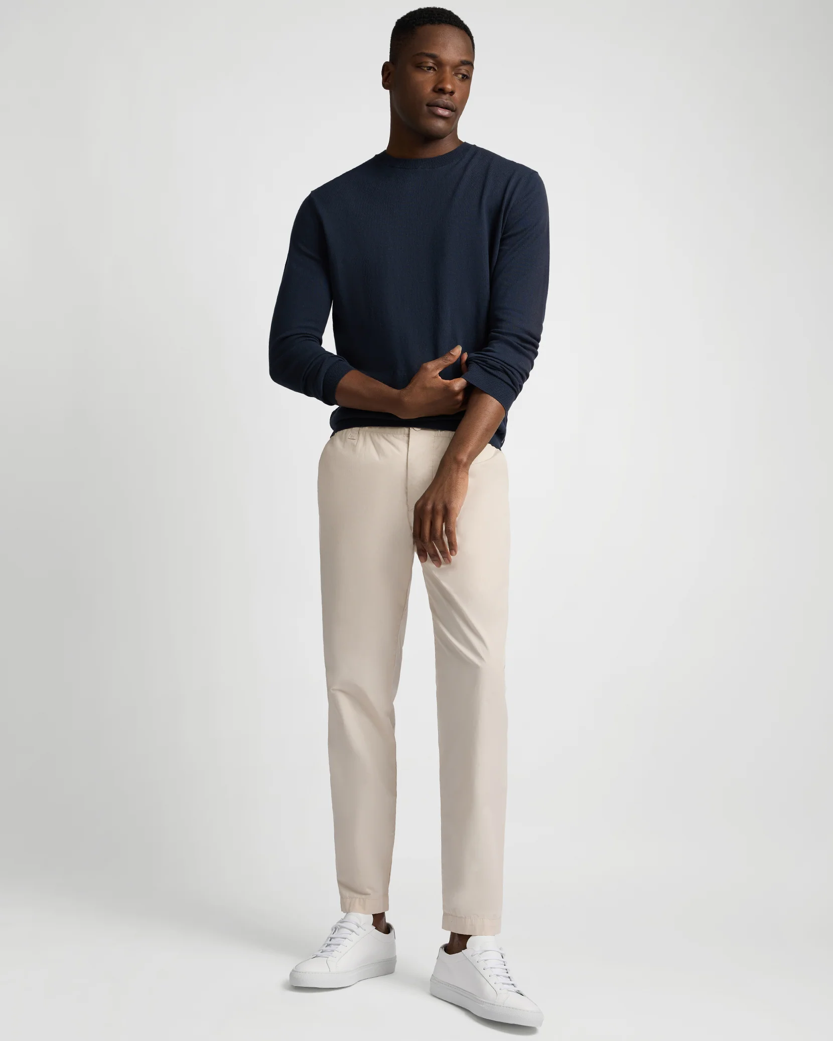 Fine Cotton Knit Long Sleeve Crewneck Sweater - Image 3