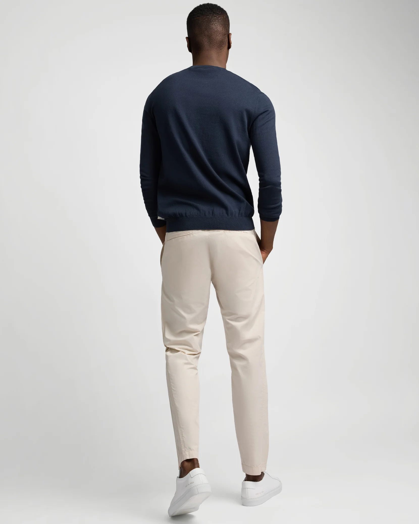 Fine Cotton Knit Long Sleeve Crewneck Sweater - Image 5