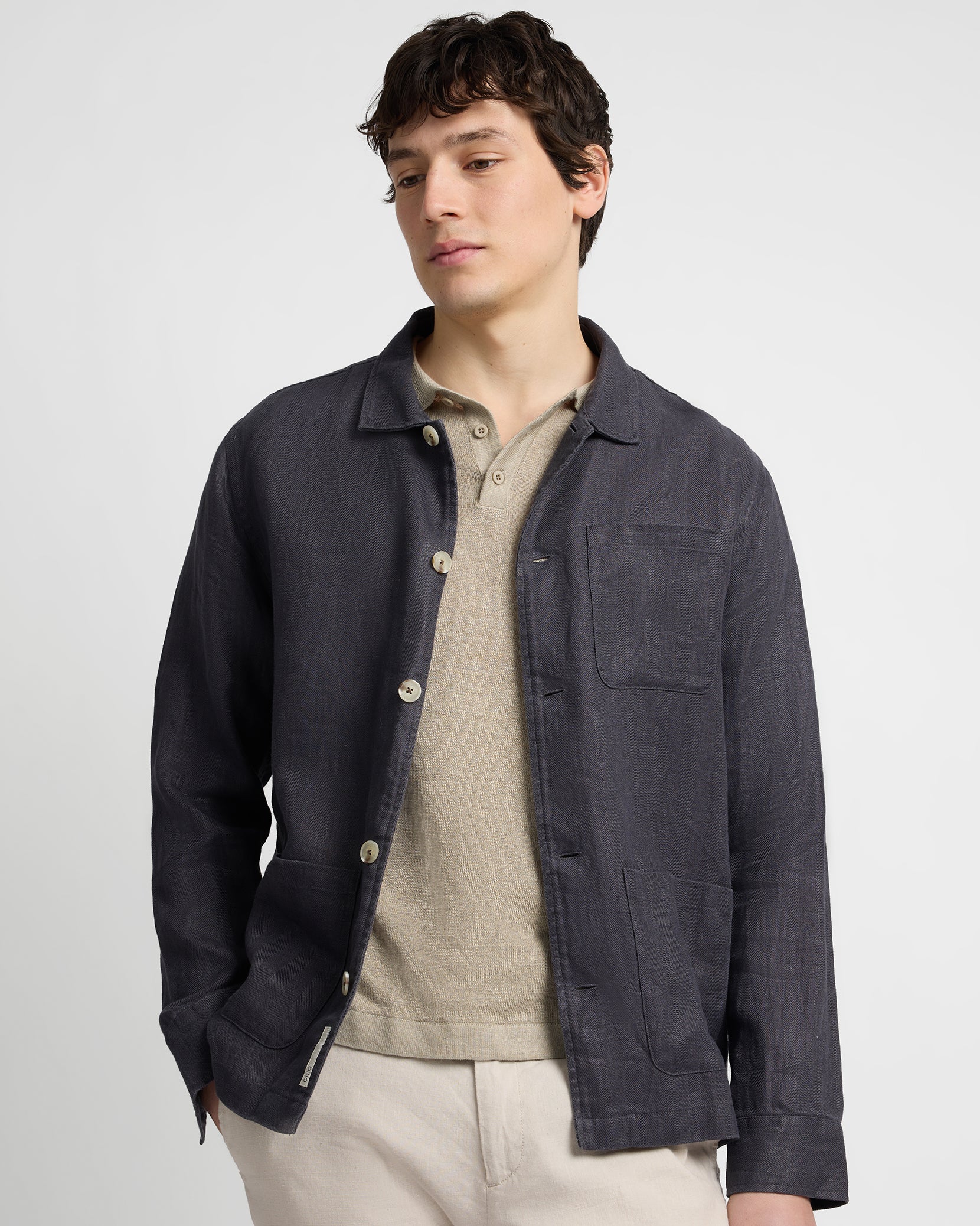 Linen Herringbone Overshirt - Image 3