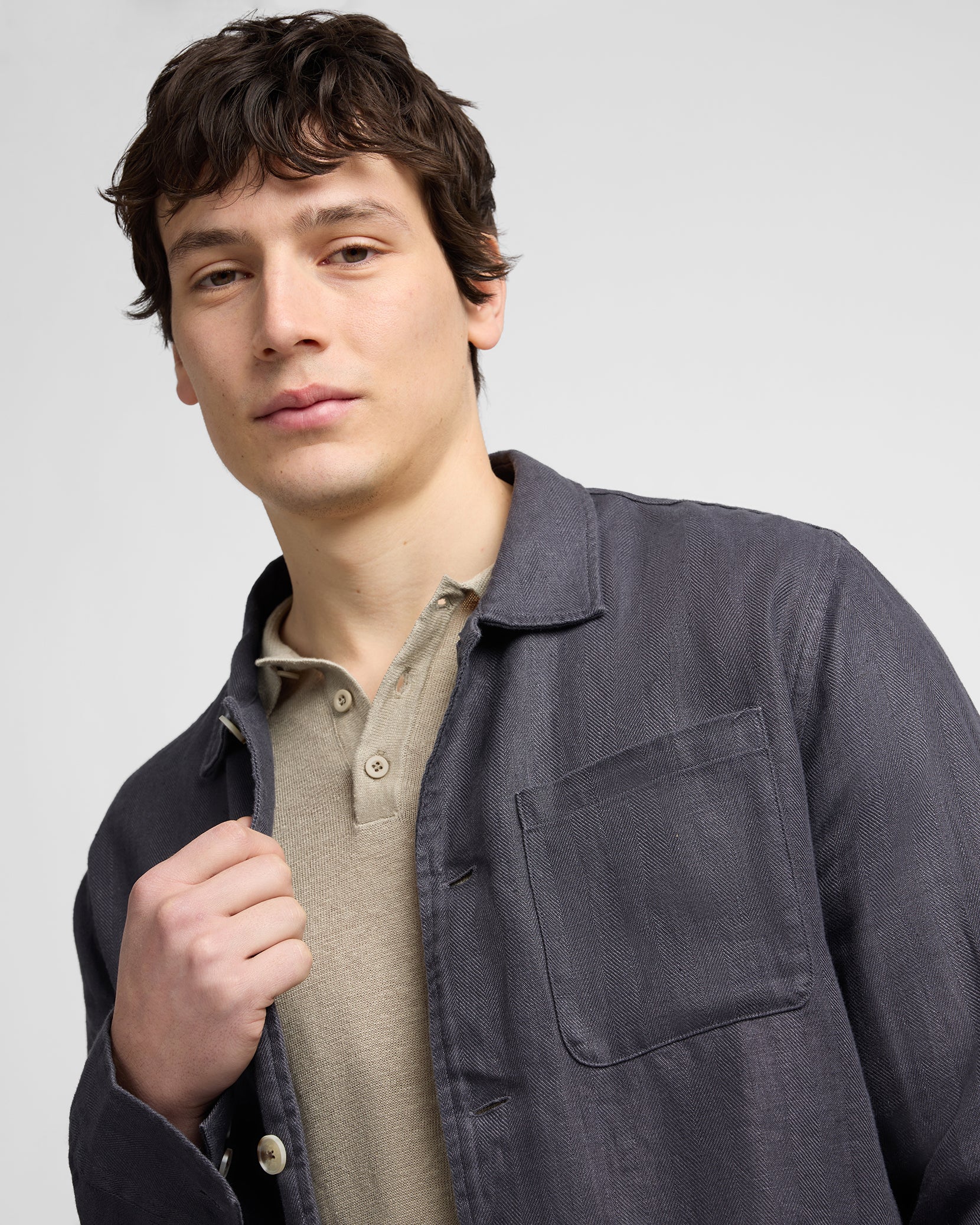 Linen Herringbone Overshirt - Image 5