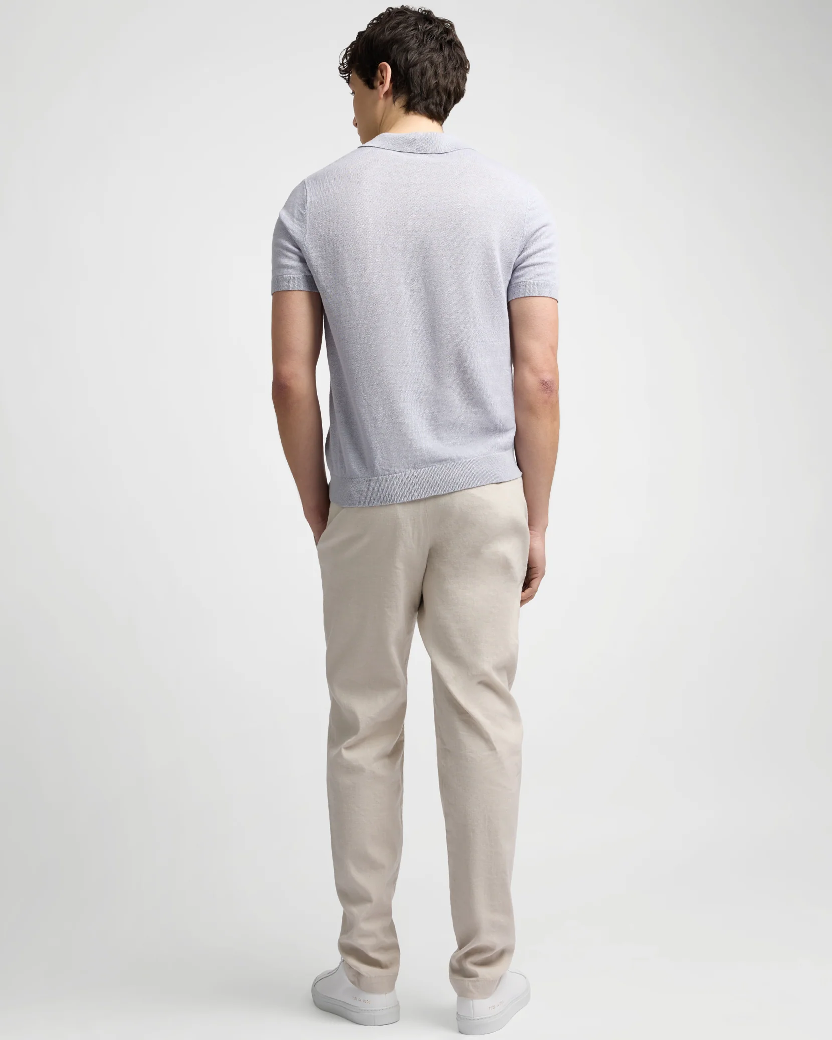 Linen Johnny Collar Polo Sweater - Image 5