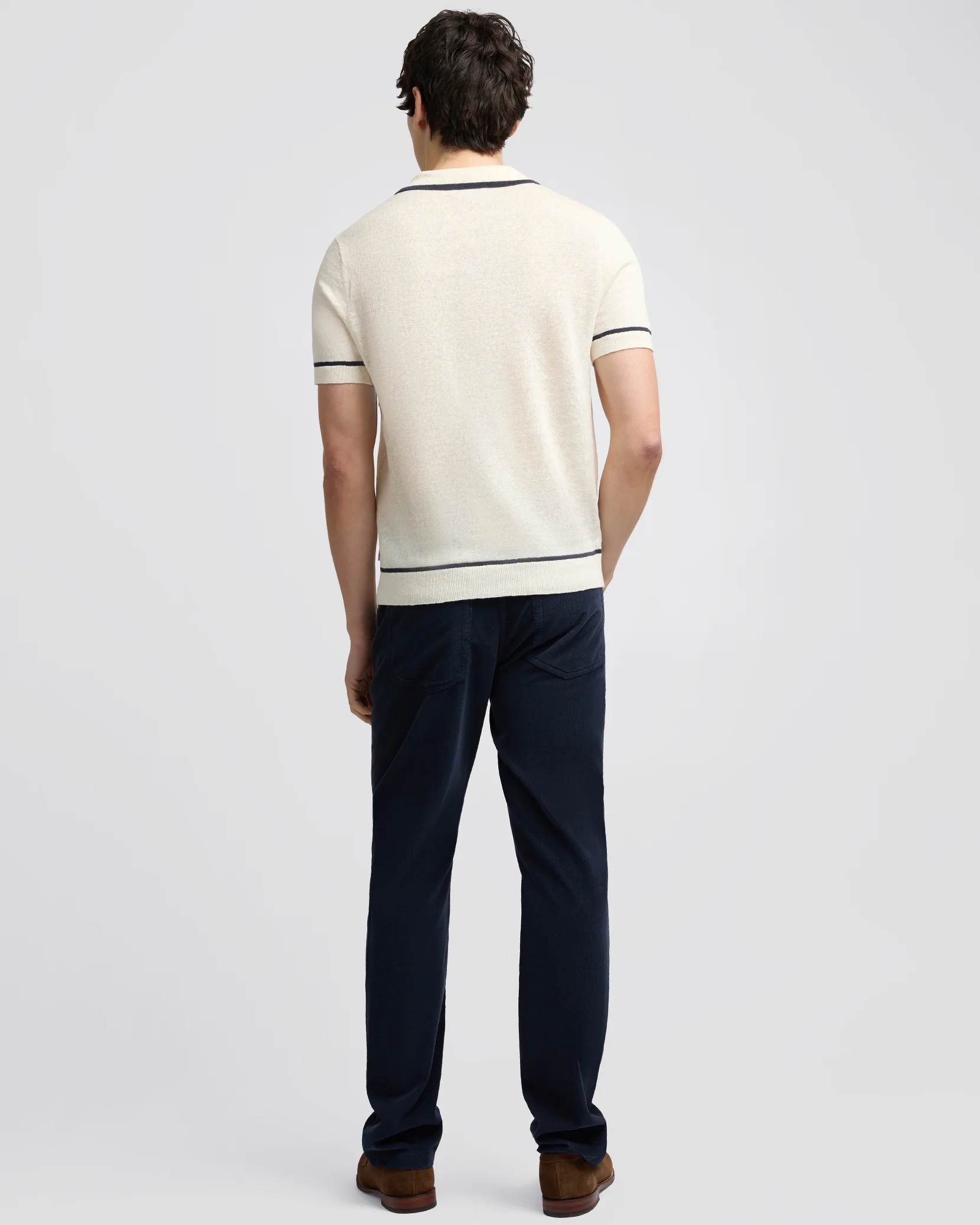 Linen Johnny Collar Polo Sweater - Image 5