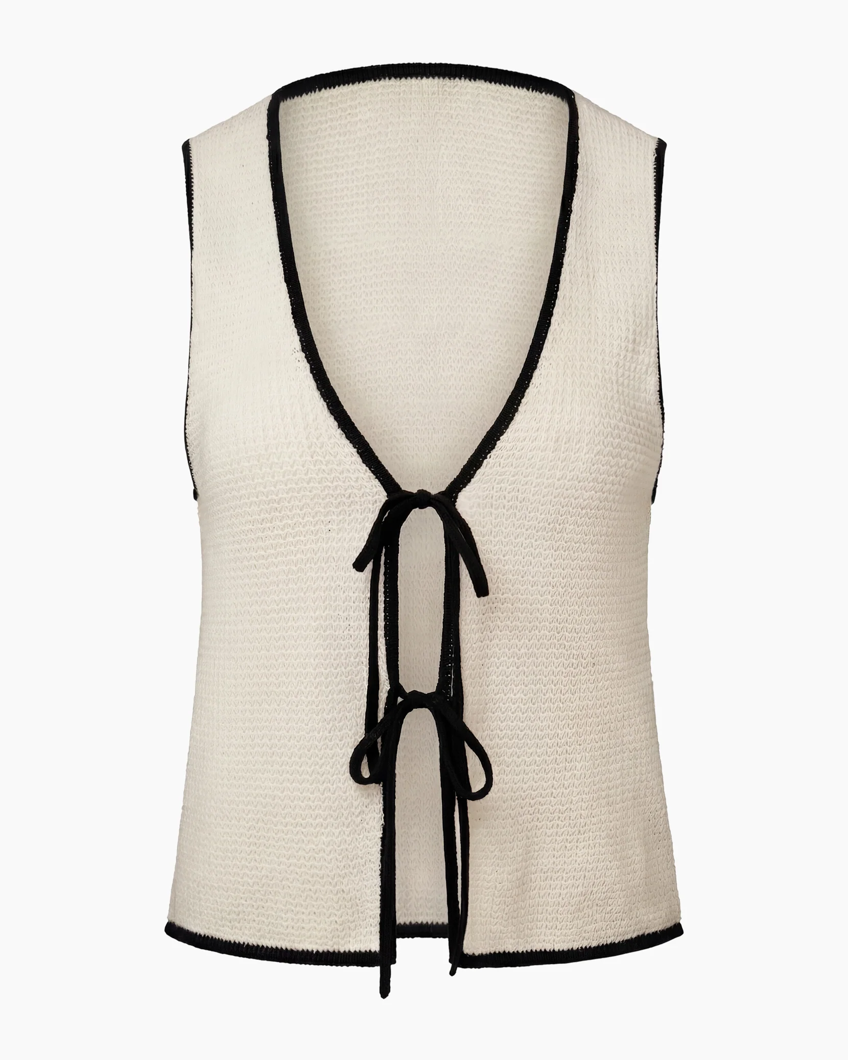 Linen Knit Tie Front Tank Top - Image 2