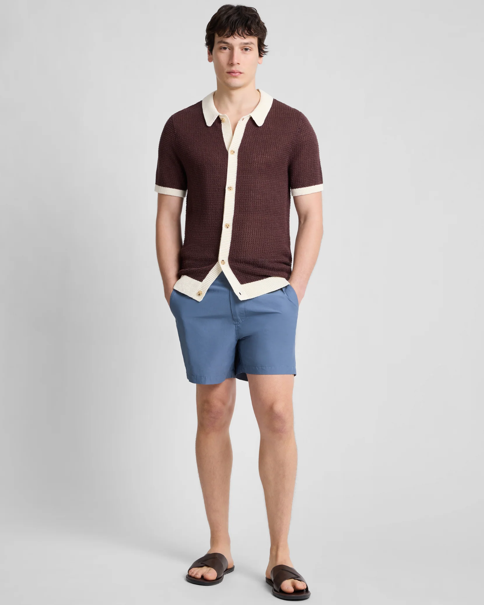 Linen Short Sleeve Button Up Sweater - Image 4
