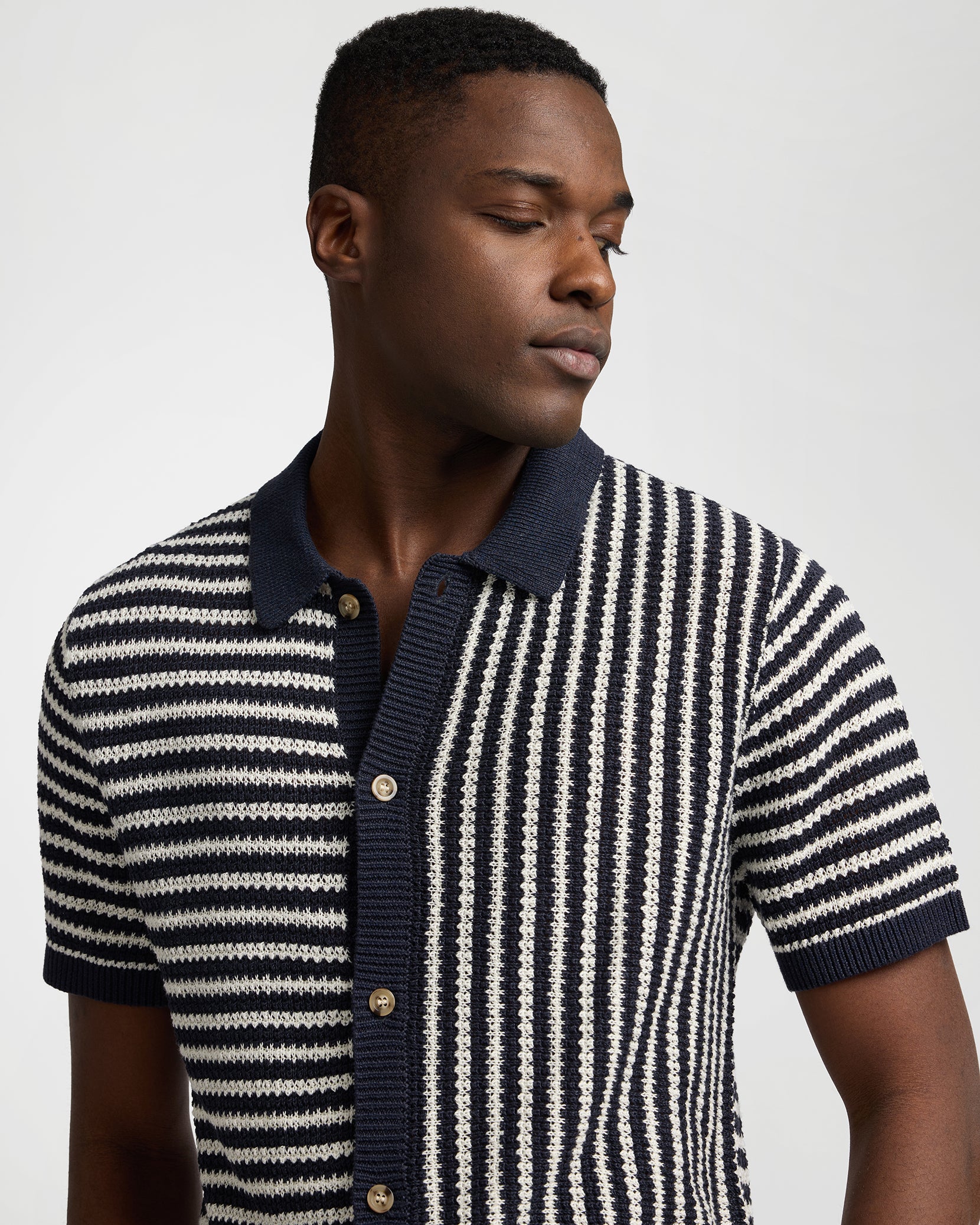 Linen Short Sleeve Button Up Sweater - Image 4