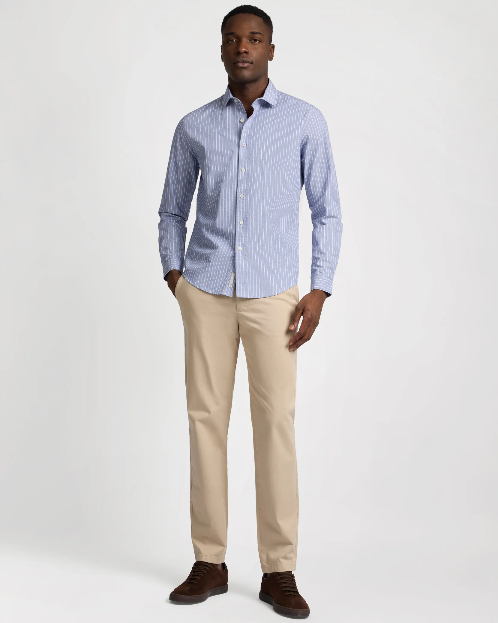 Poplin Long Sleeve Button Down Shirt - Image 4