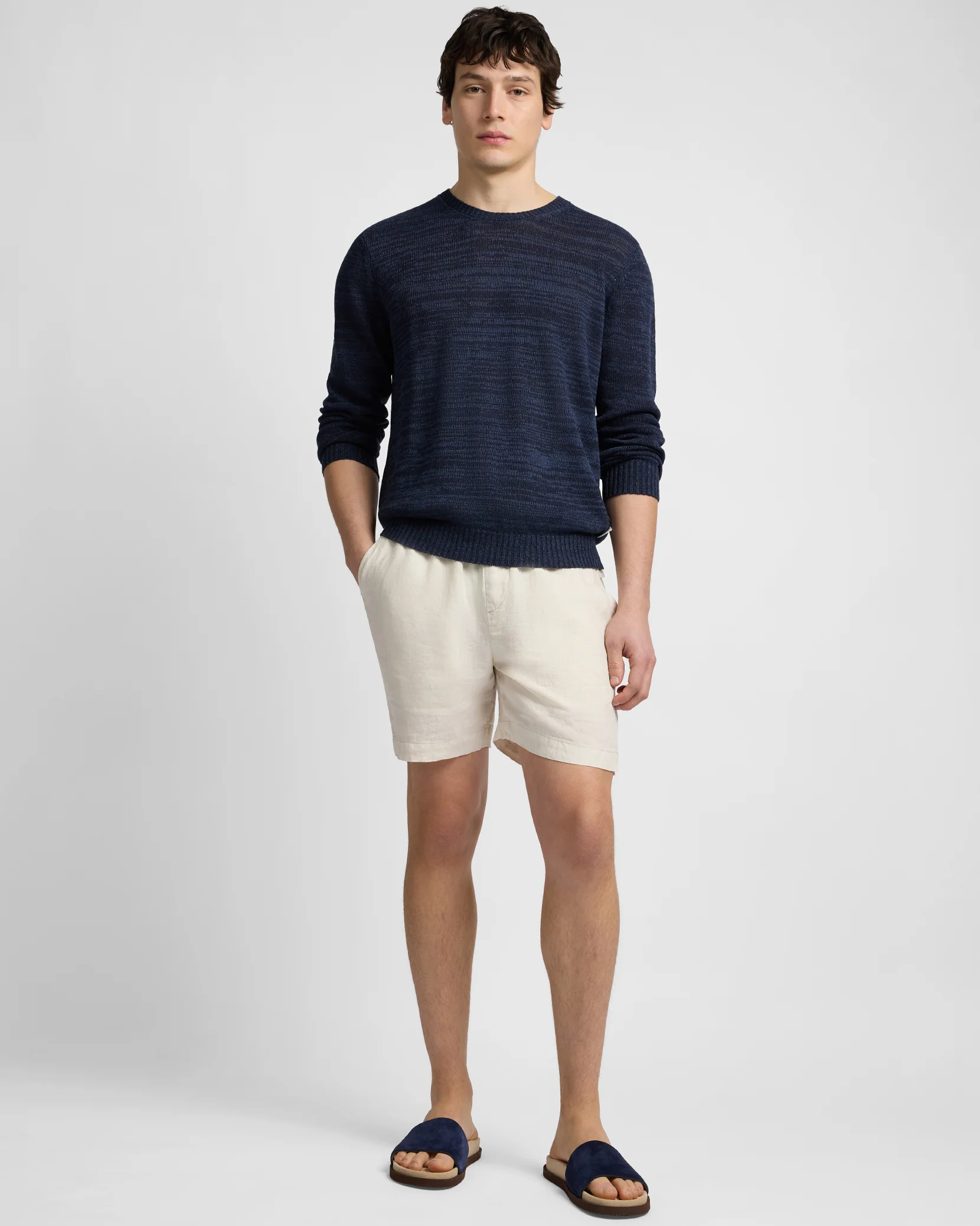 Silk Linen Long Sleeve Crewneck Sweater - Image 3