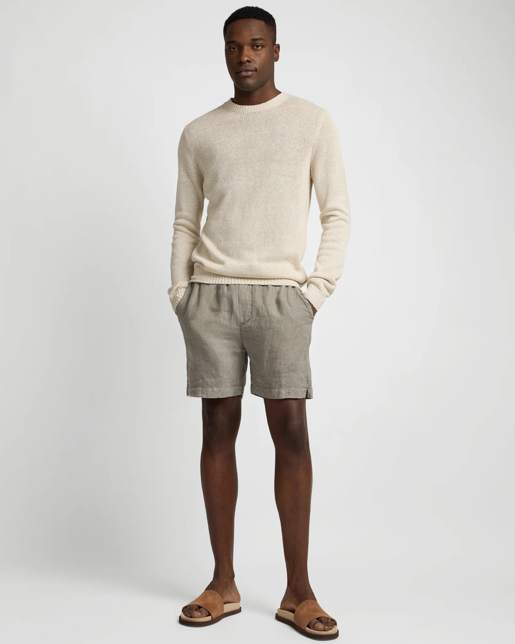 Silk Linen Long Sleeve Crewneck Sweater - Image 4