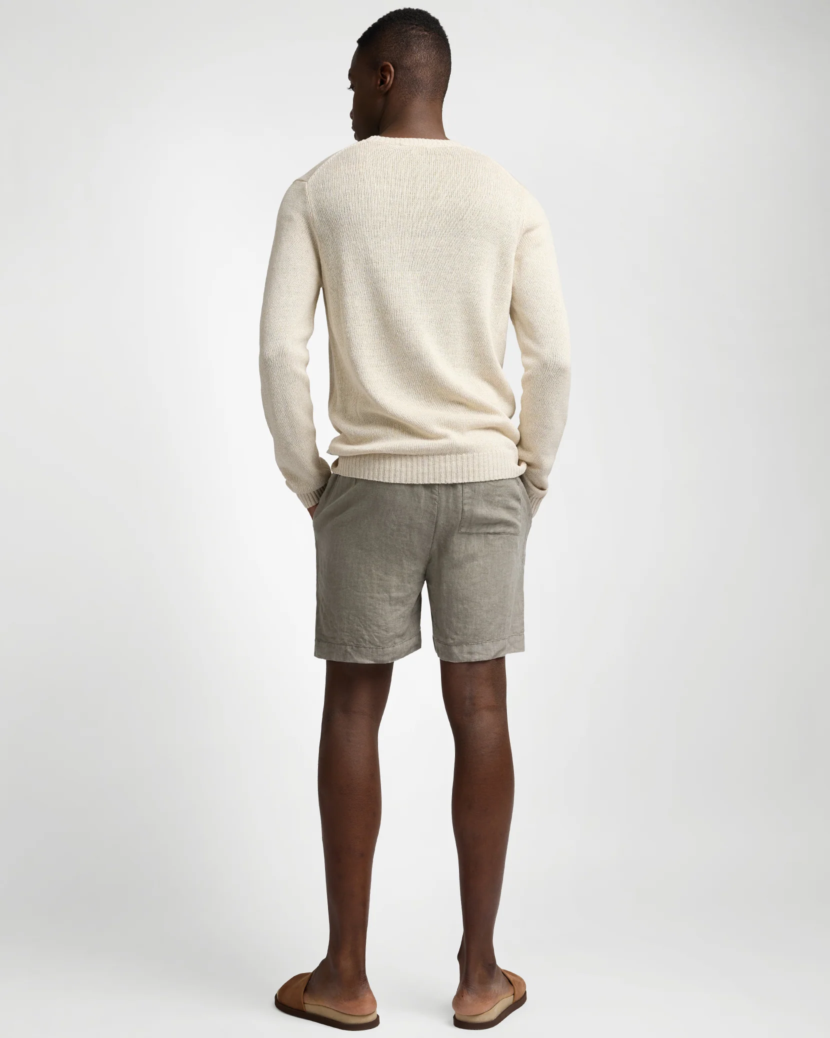 Silk Linen Long Sleeve Crewneck Sweater - Image 6