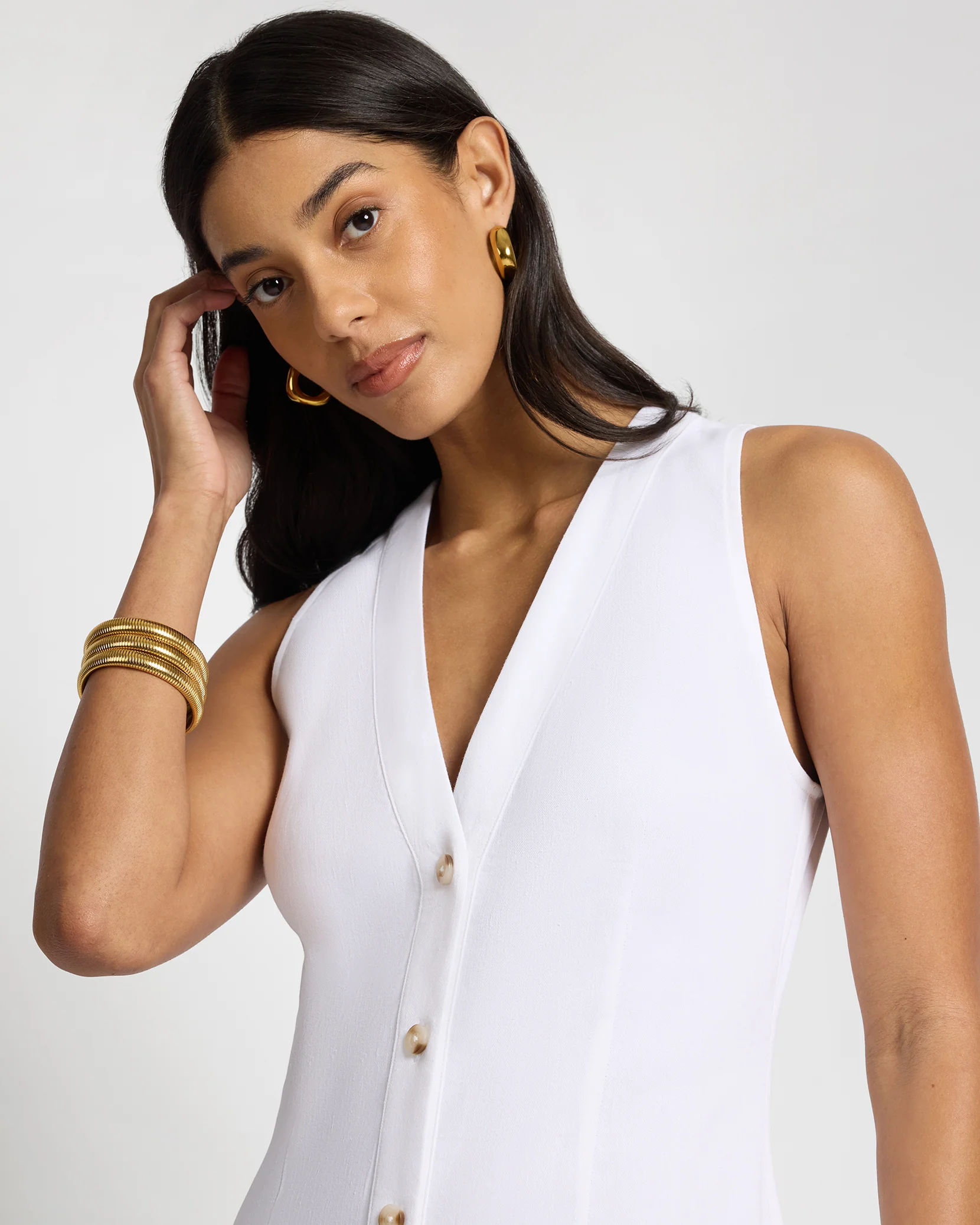Textured Linen Sweater Scoop Maxi Dress - Image 3