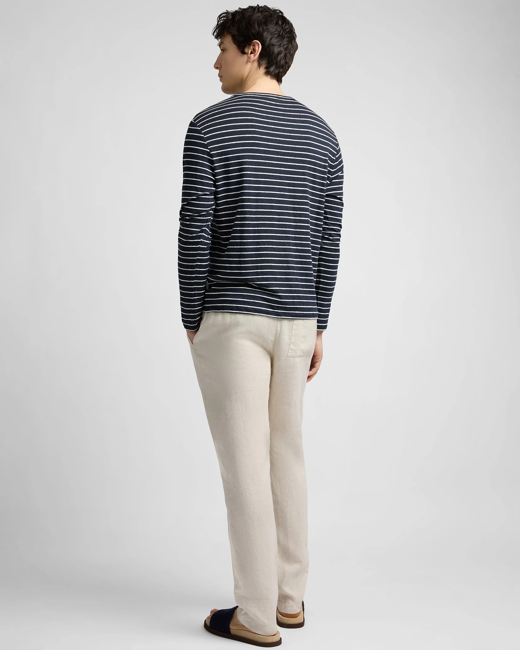 Stretch Linen Jersey Long Sleeve Tee - Image 5