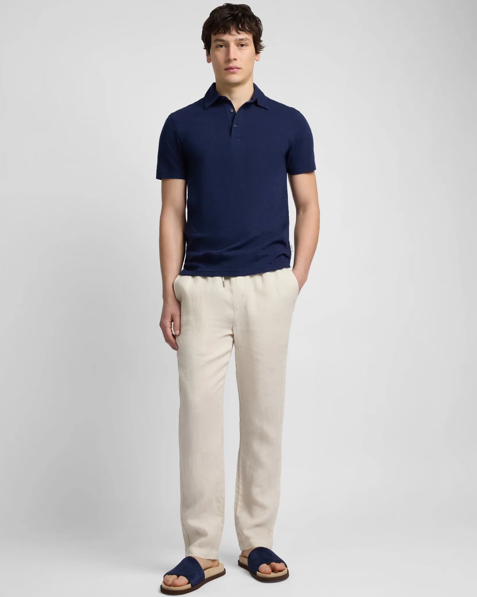 Stretch Linen Jersey Short Sleeve Polo - Image 3