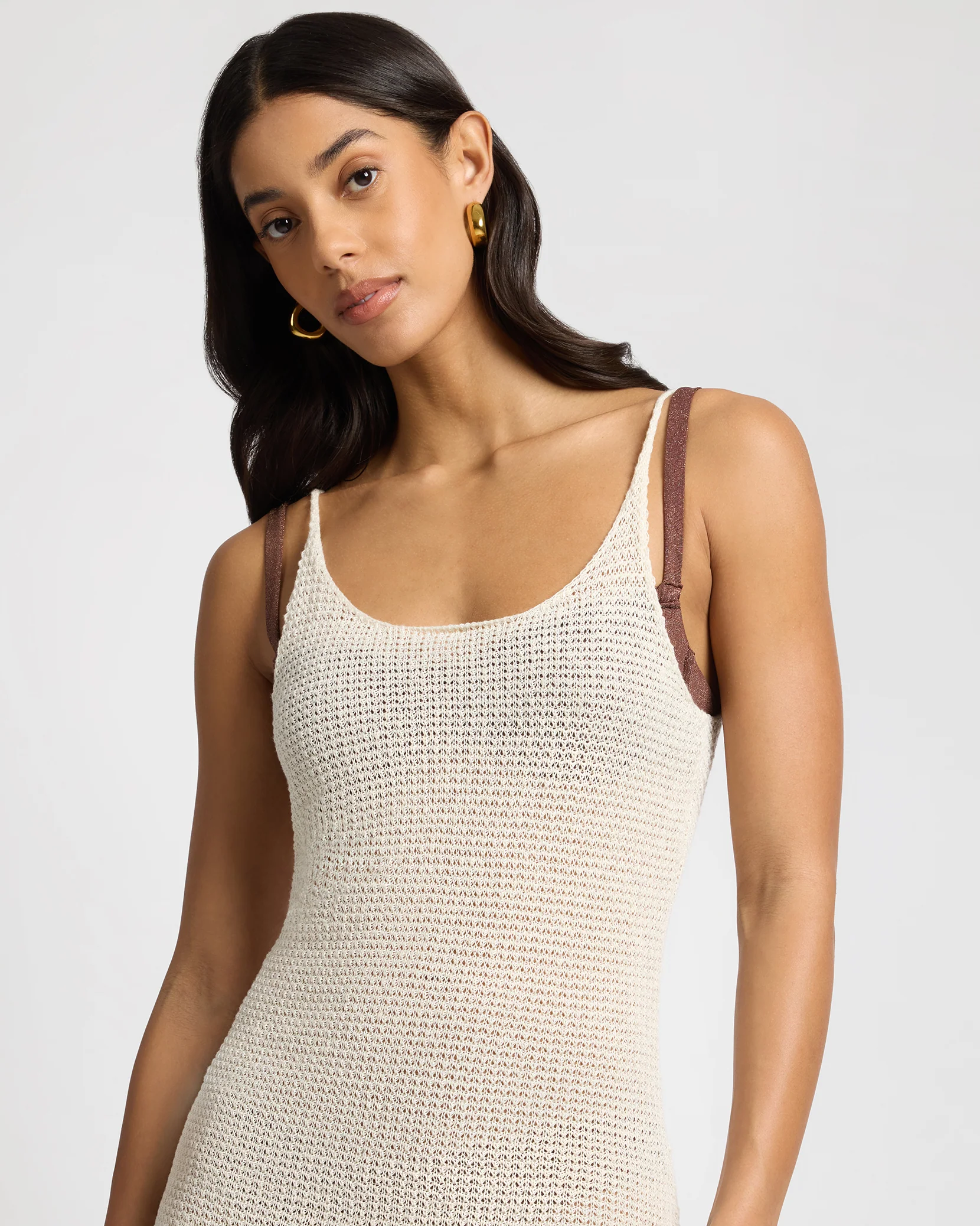 Textured Linen Sweater Scoop Maxi Dress - Image 3