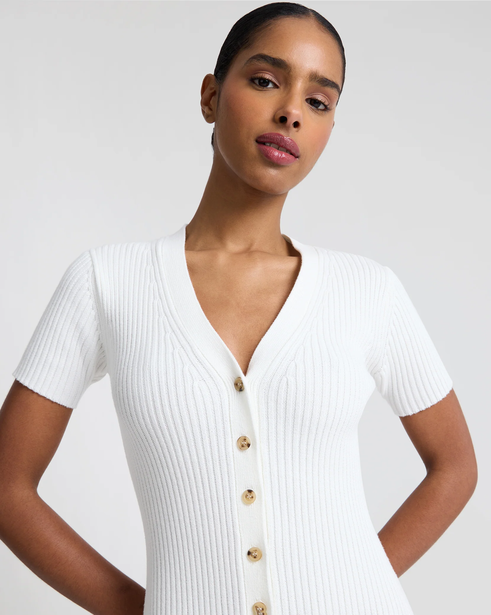 V-Neck Button Front Dress - Image 5